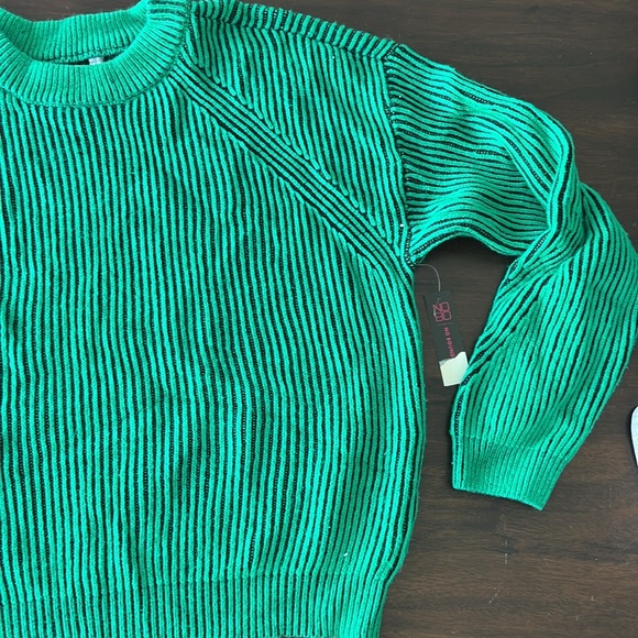 NWT* Green/Black stripe sweater - Picture 3 of 4